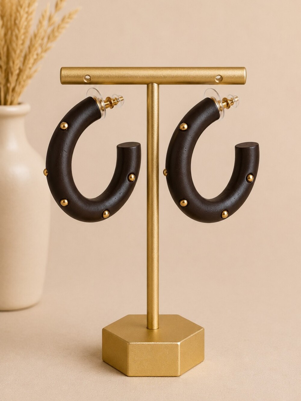 Plunder Design Shania Wood Hoop Earrings - NIP